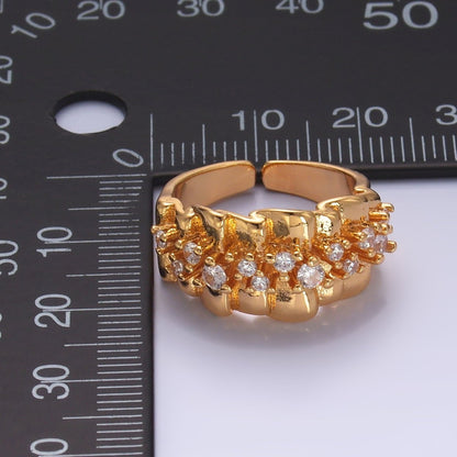 24K Gold Filled Micro Paved CZ Foil Fold Ring in Gold &amp; Silver | O443 O444