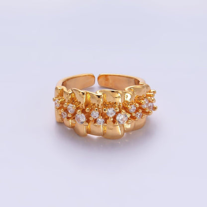 24K Gold Filled Micro Paved CZ Foil Fold Ring in Gold &amp; Silver | O443 O444