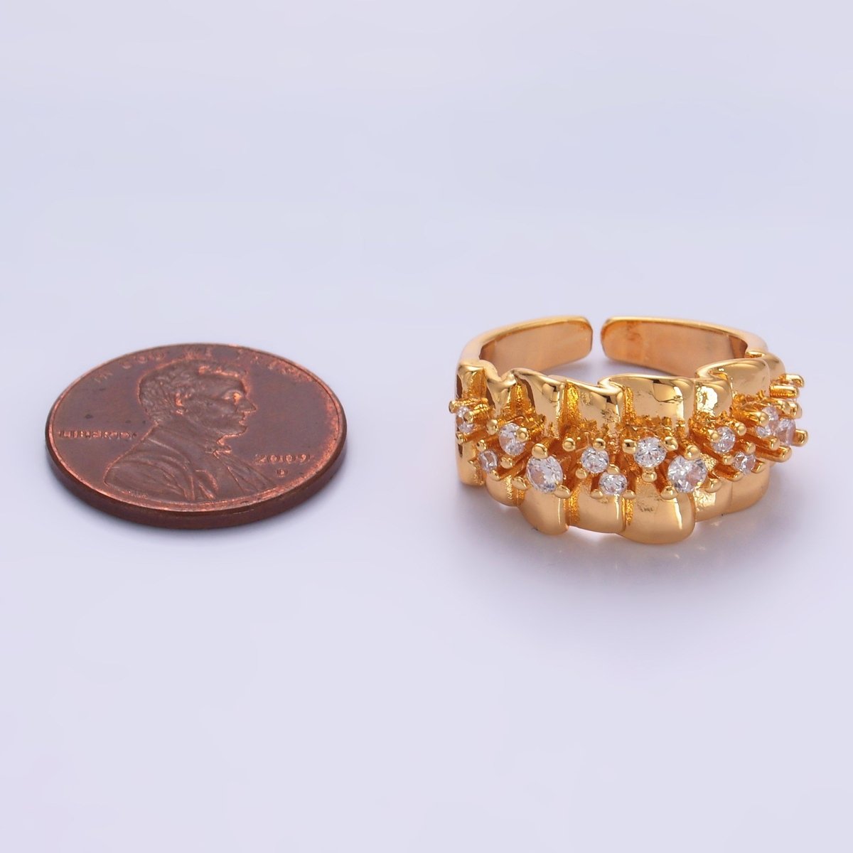 24K Gold Filled Micro Paved CZ Foil Fold Ring in Gold &amp; Silver | O443 O444