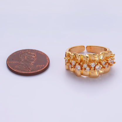 24K Gold Filled Micro Paved CZ Foil Fold Ring in Gold &amp; Silver | O443 O444