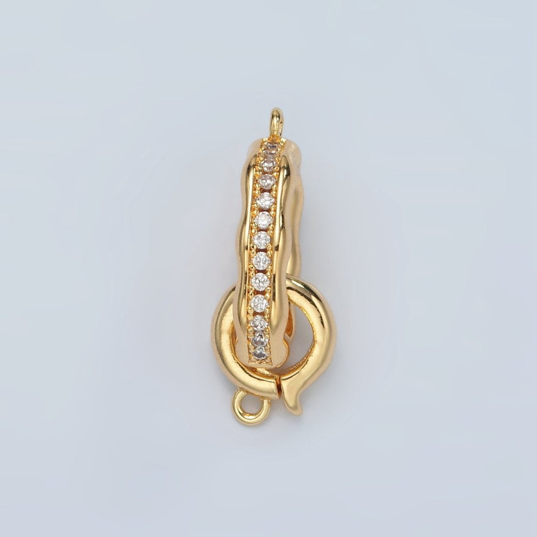 24K Gold Filled Micro Paved CZ Hammered Snap Latch Findings Set | L002