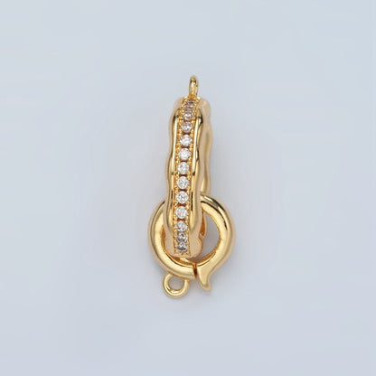 24K Gold Filled Micro Paved CZ Hammered Snap Latch Findings Set | L002