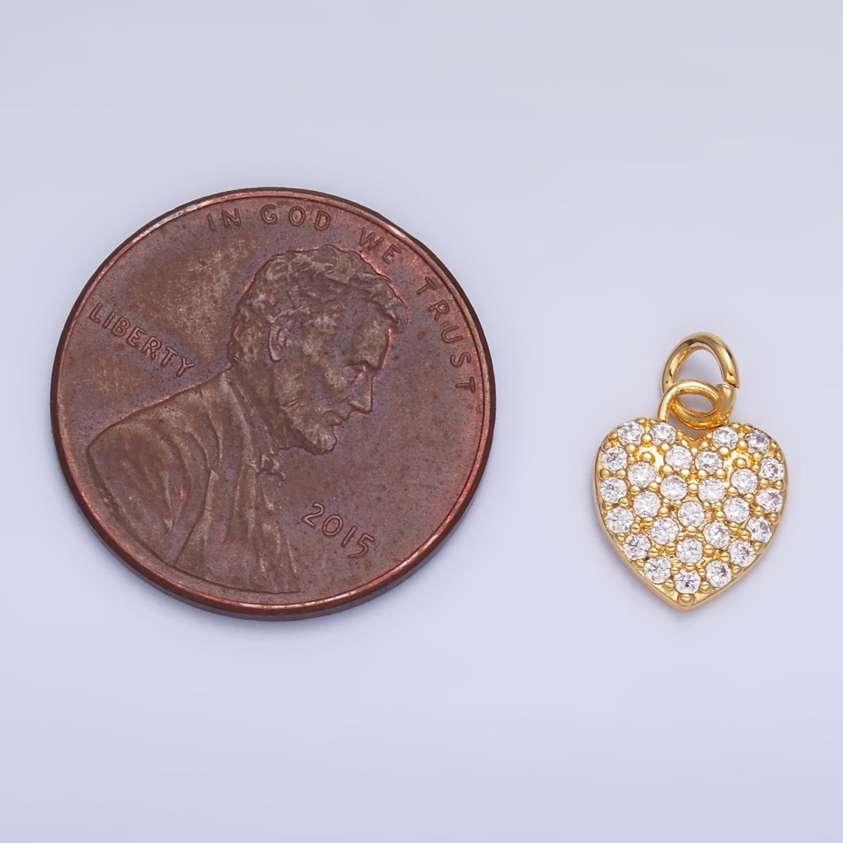 24K Gold Filled 10mm Micro Paved CZ Heart Mini Charm in Gold &amp; Silver | W831