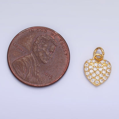 24K Gold Filled 10mm Micro Paved CZ Heart Mini Charm in Gold &amp; Silver | W831