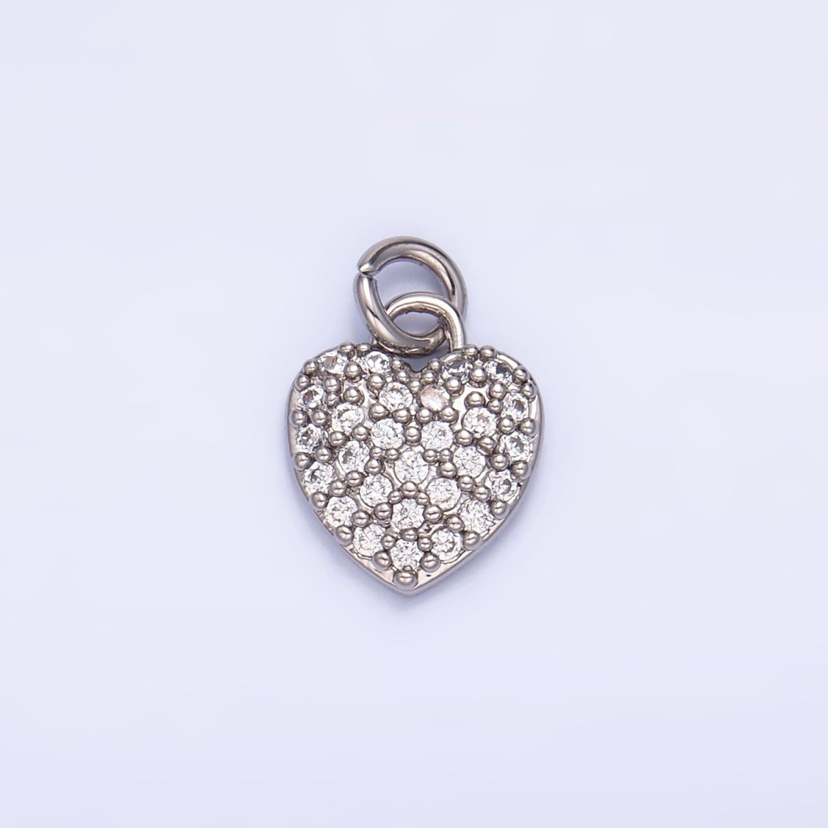 24K Gold Filled 10mm Micro Paved CZ Heart Mini Charm in Gold &amp; Silver | W831