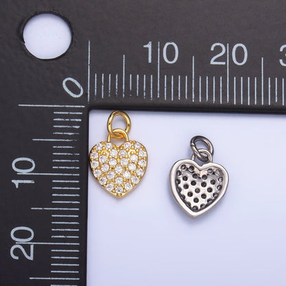 24K Gold Filled 10mm Micro Paved CZ Heart Mini Charm in Gold &amp; Silver | W831