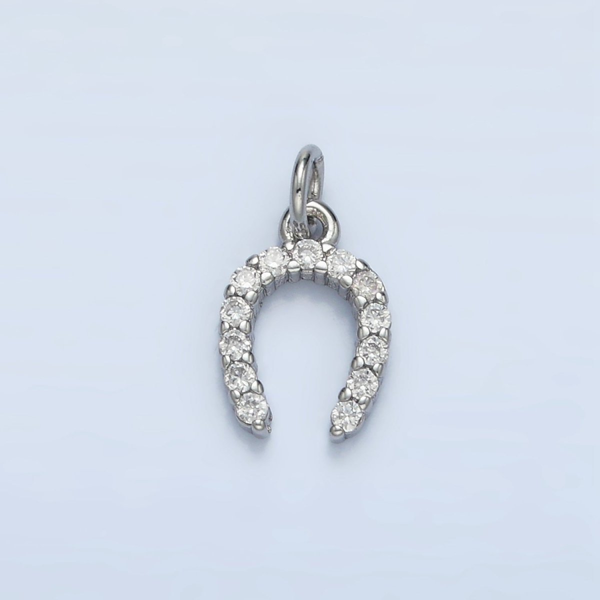 24K Gold Filled 10.5mm Micro Paved CZ Horseshoe Mini Charm in Gold &amp; Silver | X591