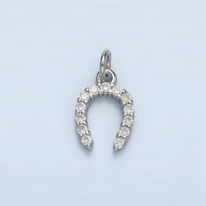 24K Gold Filled 10.5mm Micro Paved CZ Horseshoe Mini Charm in Gold &amp; Silver | X591