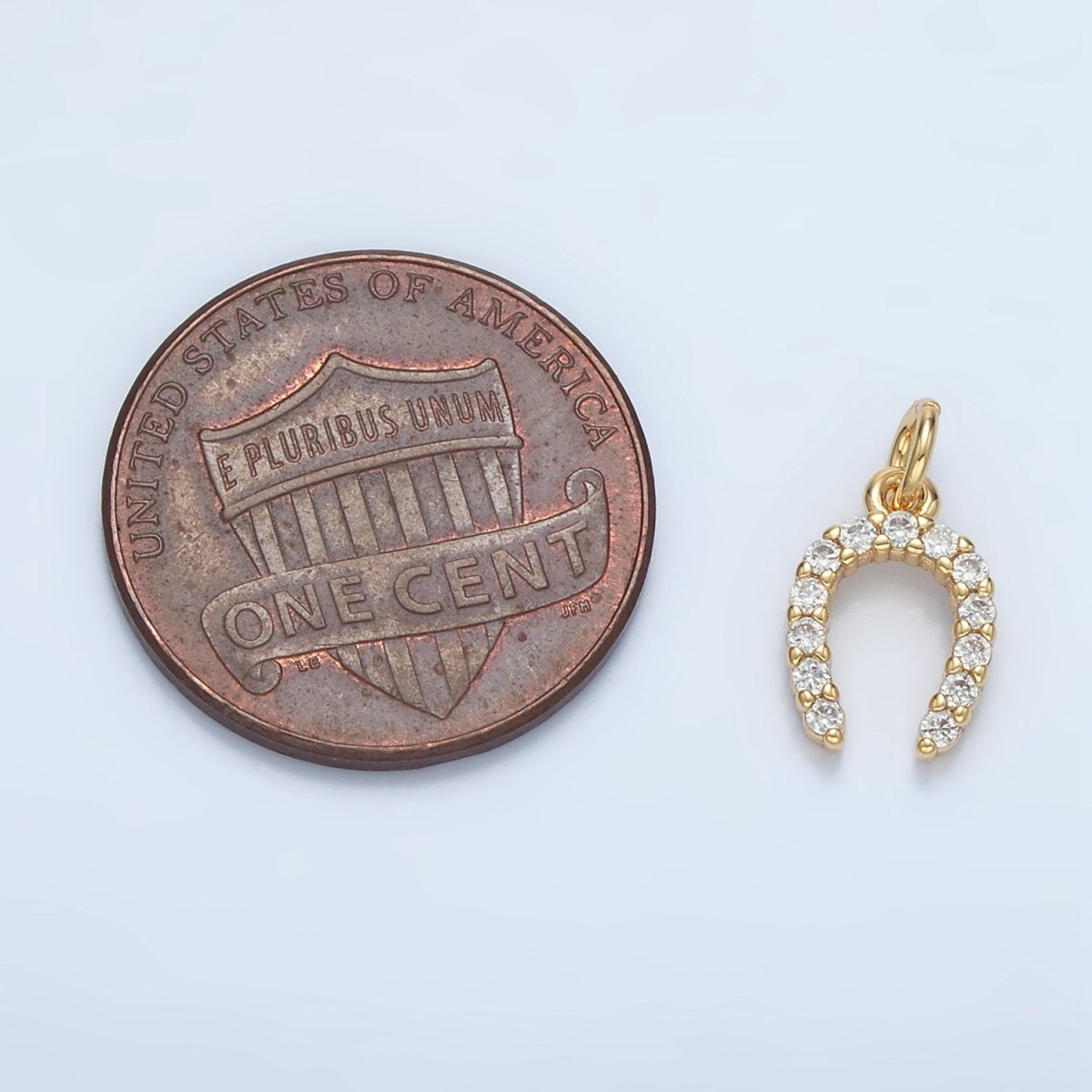 24K Gold Filled 10.5mm Micro Paved CZ Horseshoe Mini Charm in Gold &amp; Silver | X591