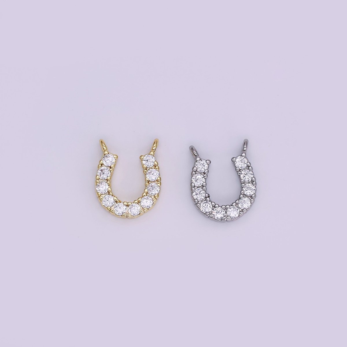 24K Gold Filled 12mm Micro Paved CZ Horseshoe Mini Connector in Gold &amp; Silver | Y010 Y023
