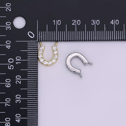 24K Gold Filled 12mm Micro Paved CZ Horseshoe Mini Connector in Gold &amp; Silver | Y010 Y023