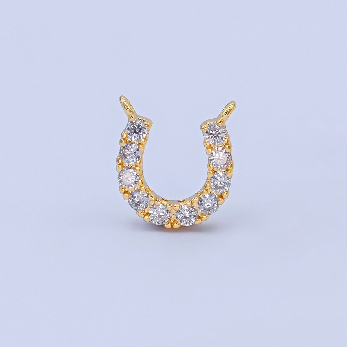 24K Gold Filled 12mm Micro Paved CZ Horseshoe Mini Connector in Gold &amp; Silver | Y010 Y023