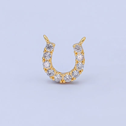24K Gold Filled 12mm Micro Paved CZ Horseshoe Mini Connector in Gold &amp; Silver | Y010 Y023