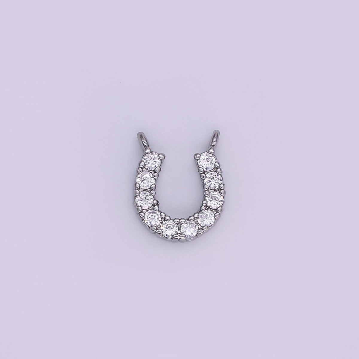 24K Gold Filled 12mm Micro Paved CZ Horseshoe Mini Connector in Gold &amp; Silver | Y010 Y023