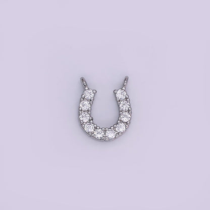 24K Gold Filled 12mm Micro Paved CZ Horseshoe Mini Connector in Gold &amp; Silver | Y010 Y023