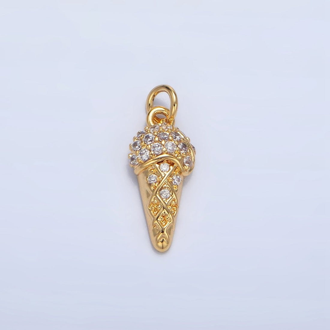 24K Gold Filled Micro Paved CZ Ice Cream Dessert Charm | X598