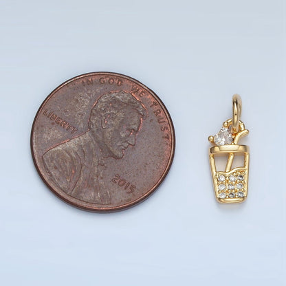 24K Gold Filled Micro Paved CZ Iced Drink Charm | E914