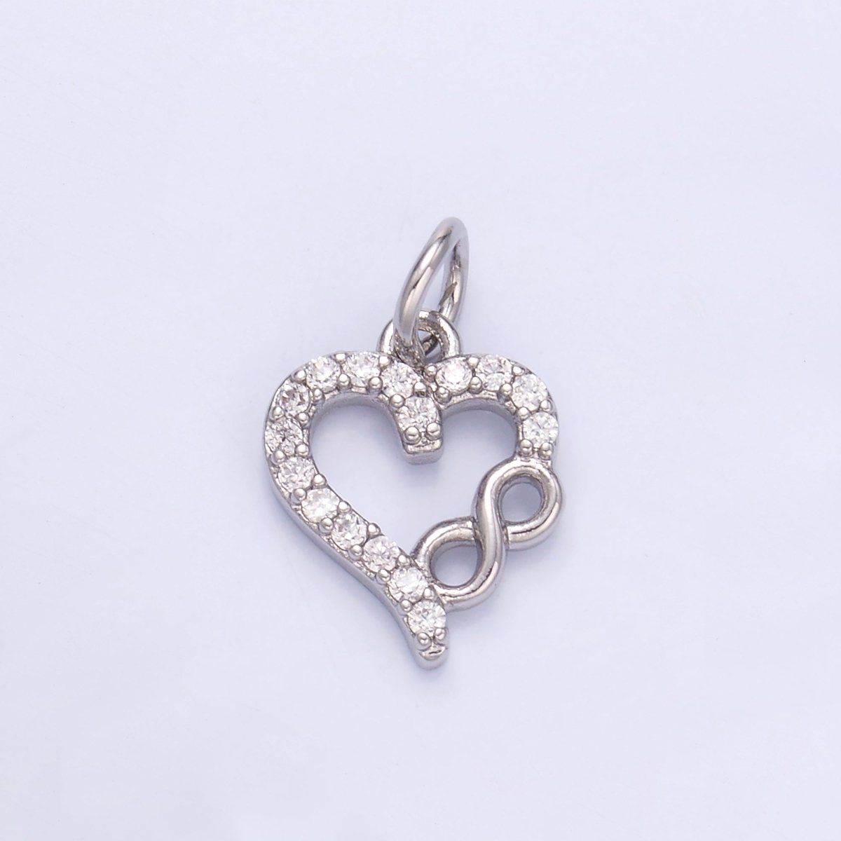 24K Gold Filled Micro Paved CZ Infinite Heart Charm in Gold &amp; Silver | N023