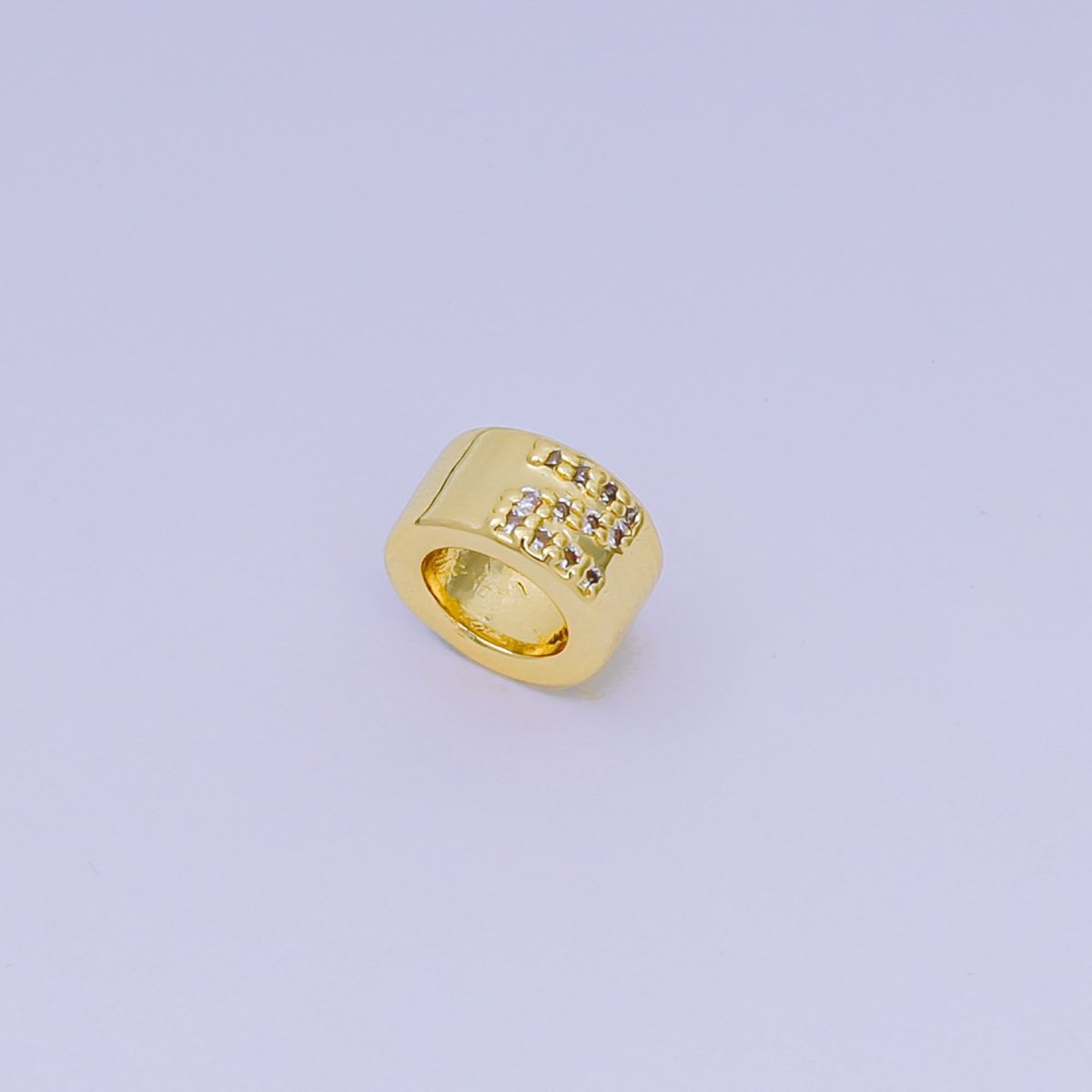 24K Gold Filled Micro Paved CZ Initial Letter Alphabet Rondelle 9mm Bead Spacer | AF-053 - AF-065