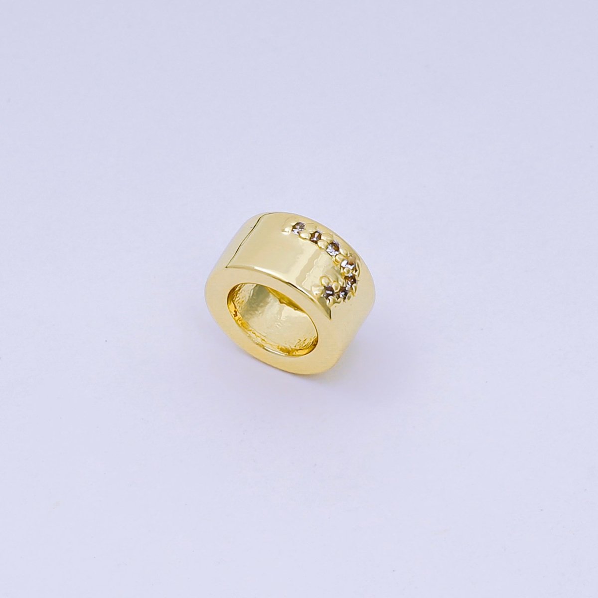 24K Gold Filled Micro Paved CZ Initial Letter Alphabet Rondelle 9mm Bead Spacer | AF-053 - AF-065