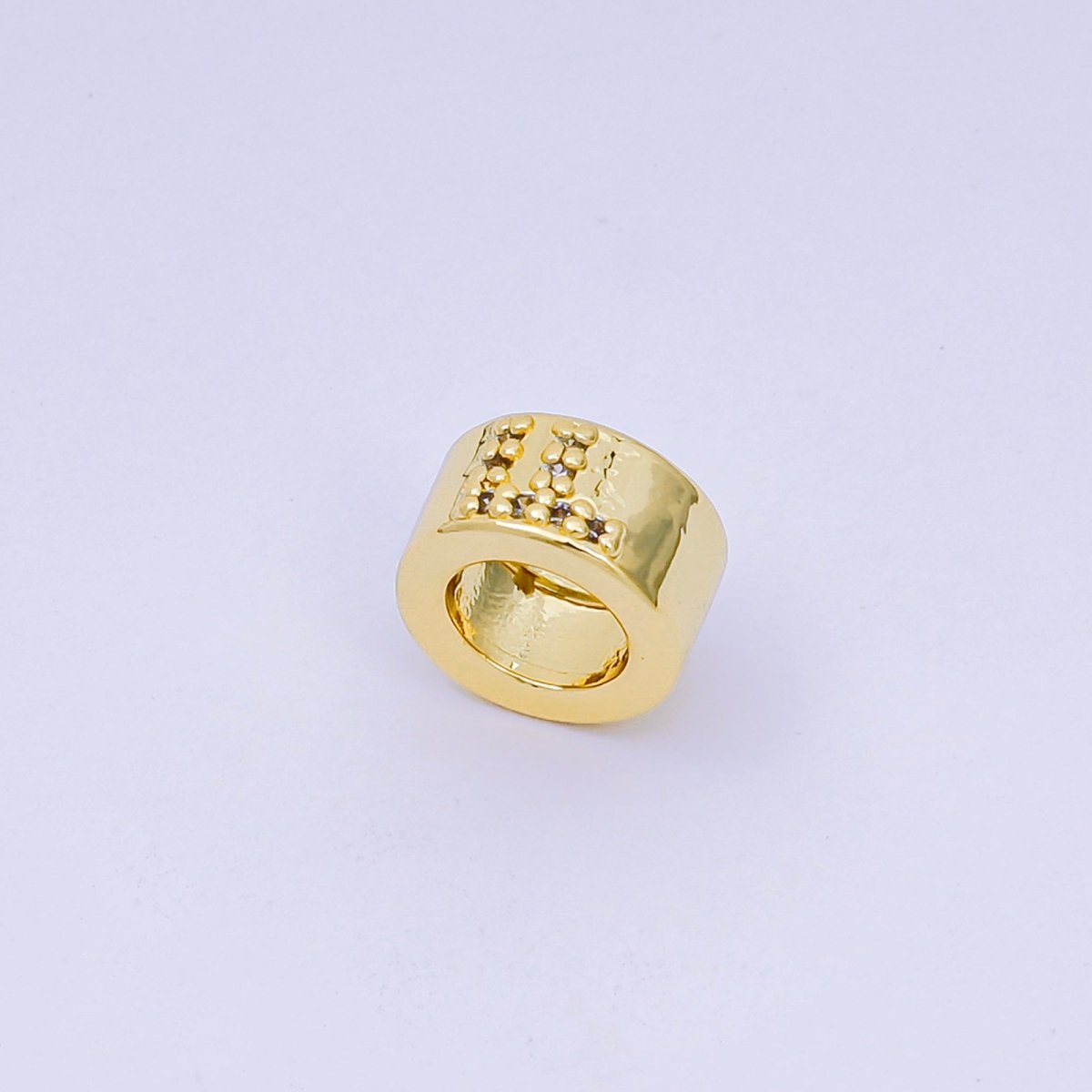 24K Gold Filled Micro Paved CZ Initial Letter Alphabet Rondelle 9mm Bead Spacer | AF-053 - AF-065