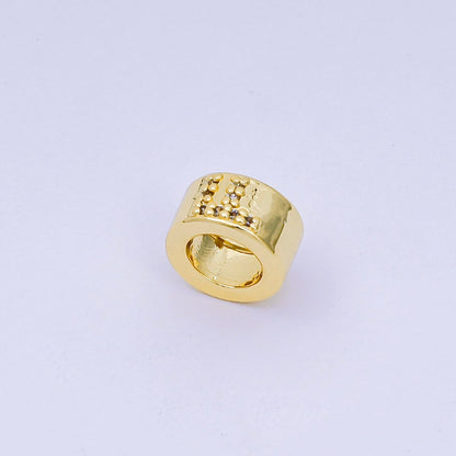 24K Gold Filled Micro Paved CZ Initial Letter Alphabet Rondelle 9mm Bead Spacer | AF-053 - AF-065
