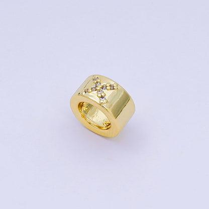 24K Gold Filled Micro Paved CZ Initial Letter Alphabet Rondelle 9mm Bead Spacer | AF-053 - AF-065