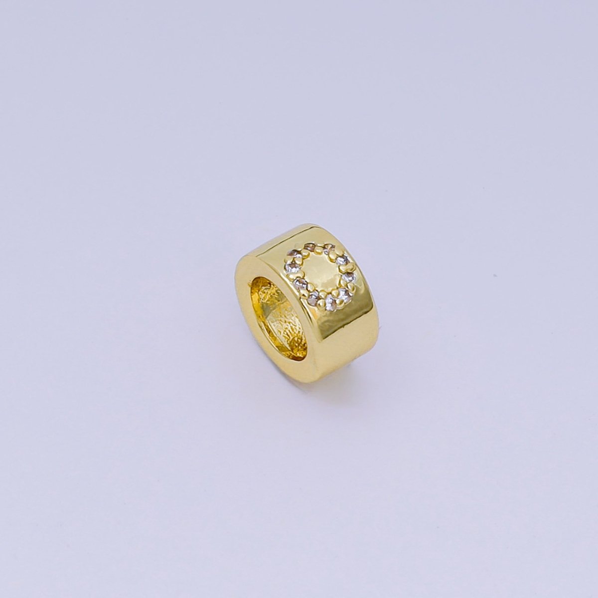 24K Gold Filled Micro Paved CZ Initial Letter Alphabet Rondelle 9mm Bead Spacer | AF-053 - AF-065