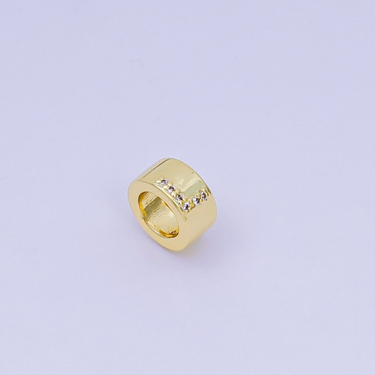 24K Gold Filled Micro Paved CZ Initial Letter Alphabet Rondelle 9mm Bead Spacer | AF-053 - AF-065