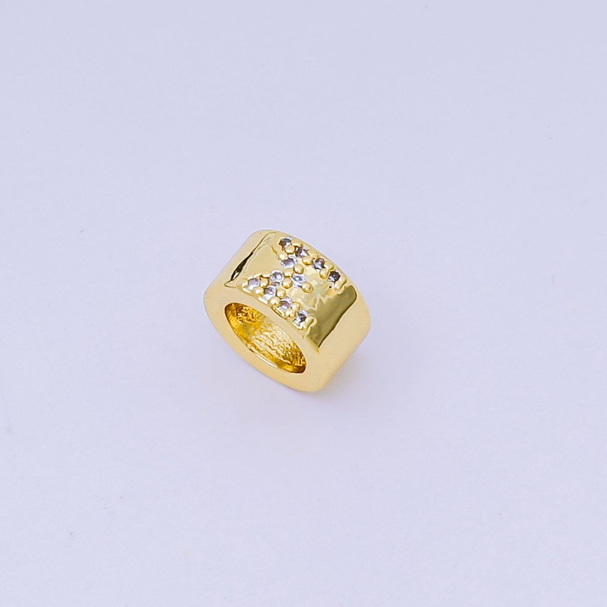 24K Gold Filled Micro Paved CZ Initial Letter Alphabet Rondelle 9mm Bead Spacer | AF-053 - AF-065