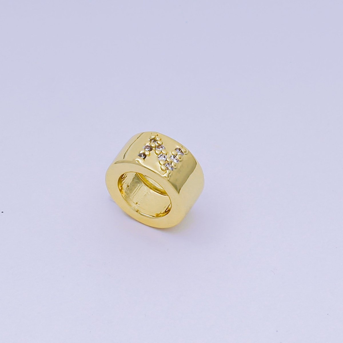 24K Gold Filled Micro Paved CZ Initial Letter Alphabet Rondelle 9mm Bead Spacer | AF-053 - AF-065