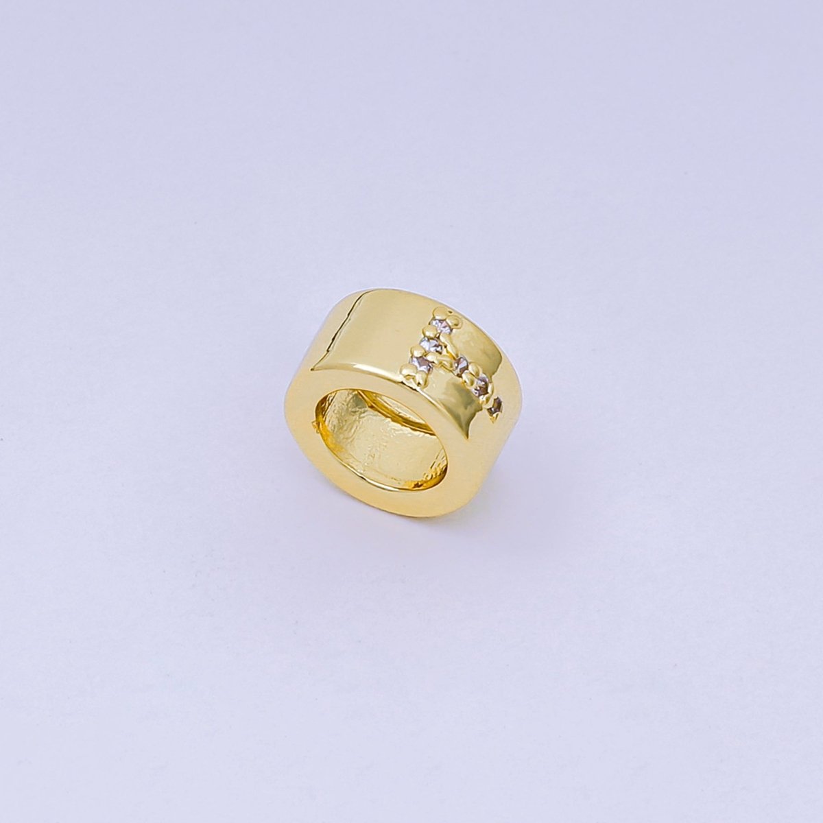 24K Gold Filled Micro Paved CZ Initial Letter Alphabet Rondelle 9mm Bead Spacer | AF-053 - AF-065