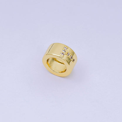 24K Gold Filled Micro Paved CZ Initial Letter Alphabet Rondelle 9mm Bead Spacer | AF-053 - AF-065