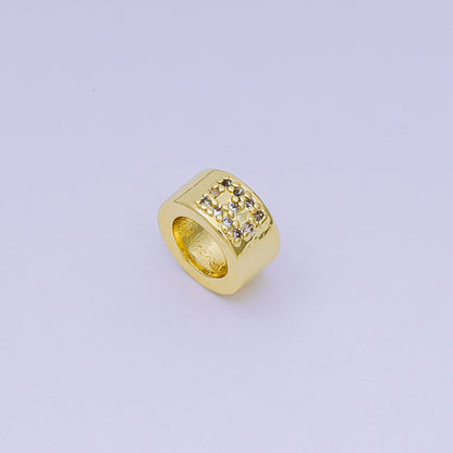 24K Gold Filled Micro Paved CZ Initial Letter Alphabet Rondelle 9mm Bead Spacer | AF-053 - AF-065
