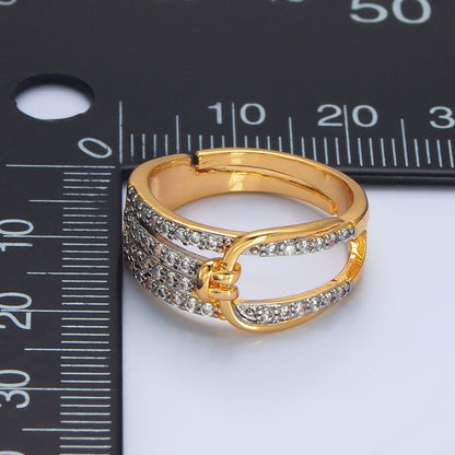 24K Gold Filled Micro Paved CZ Knuckle Band Mixed Metal Ring | O1428