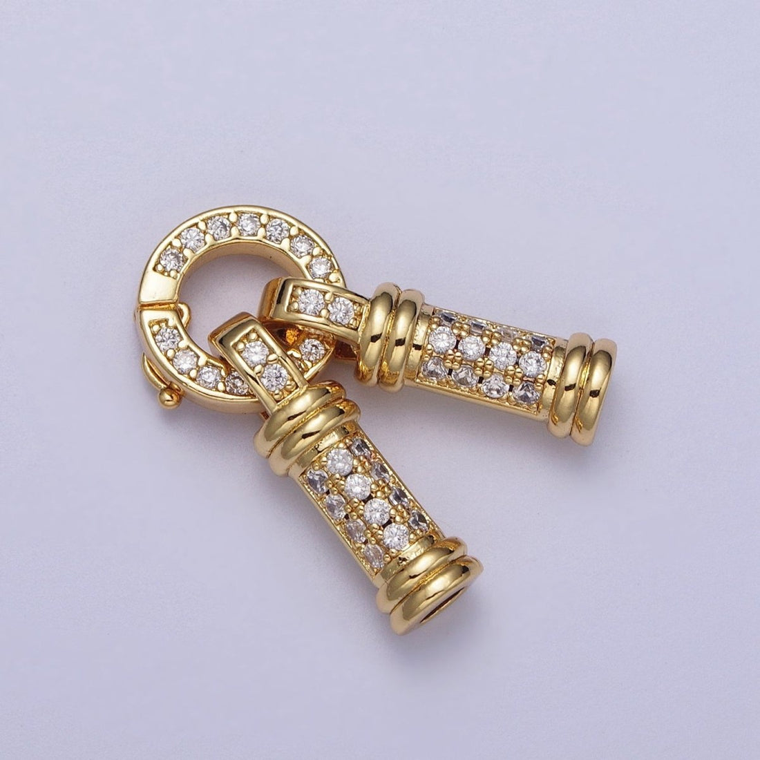 24K Gold Filled Micro Paved CZ Minimalist Double Loop Leather Jewelry Spring Gate Closure | K-165