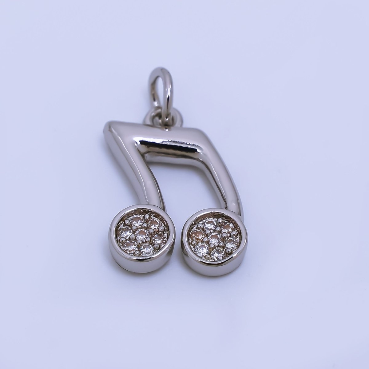 24K Gold Filled Micro Paved CZ Musical Note Charm in Gold &amp; Silver | AJ372