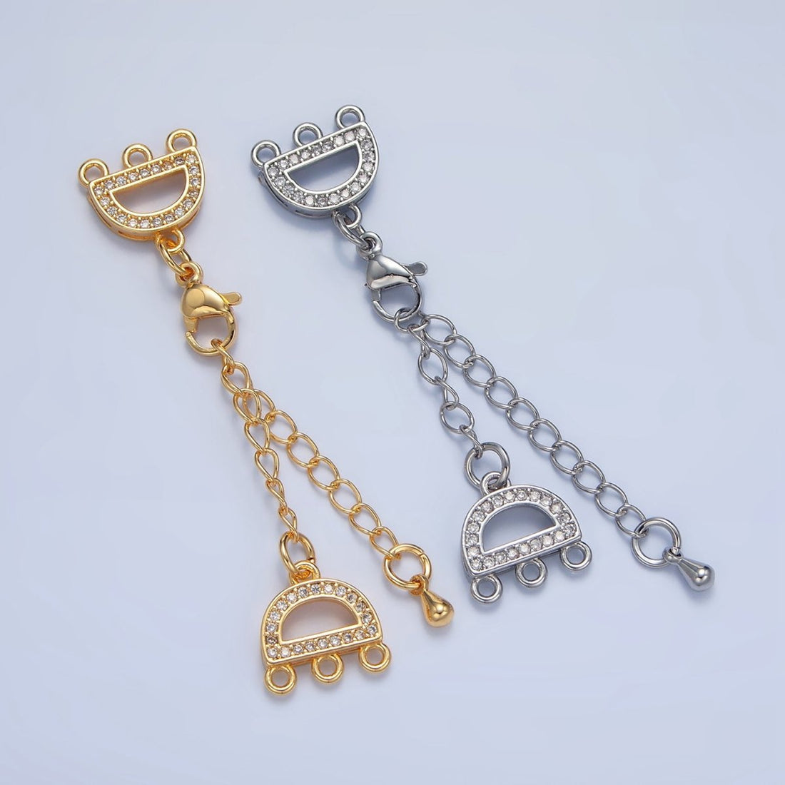 24K Gold Filled Micro Paved CZ Necklace Detangler Lobster Clasps Closure Findings in Gold &amp; Silver | Z989