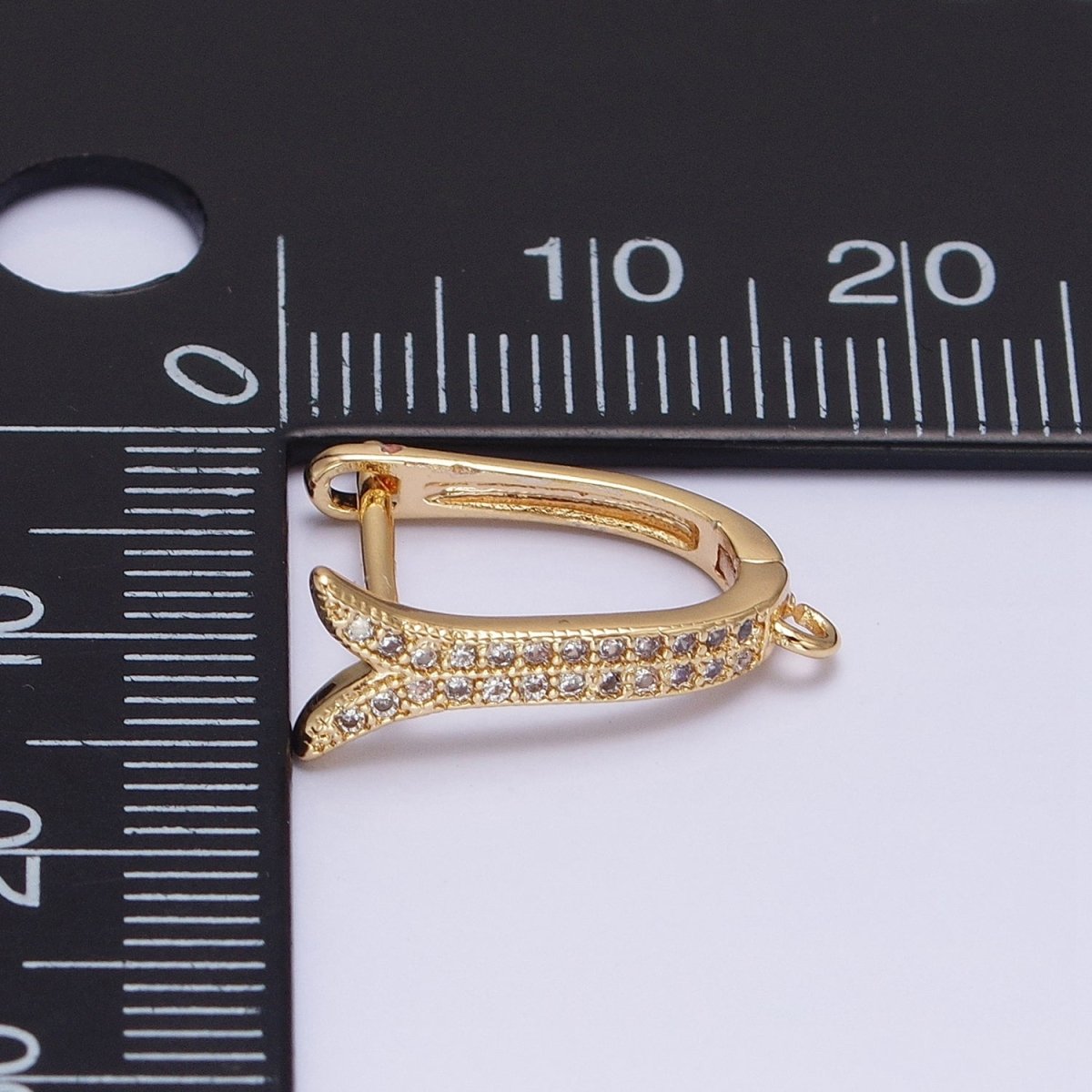 24K Gold Filled Micro Paved CZ Ocean Whale Tail Open Loop English Lock Earrings in Gold &amp; Silver | Z-233 Z-234