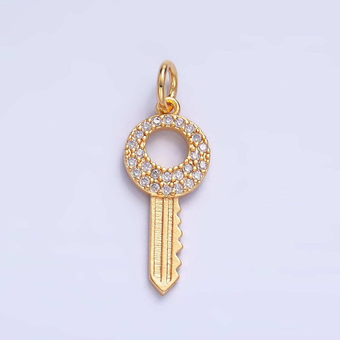 24K Gold Filled Micro Paved CZ Open Key Charm | W403