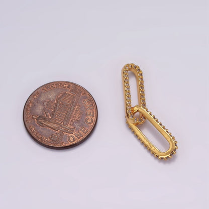 24K Gold Filled Micro Paved CZ Paperclip Chain Link Charm Findings Supply | Z636