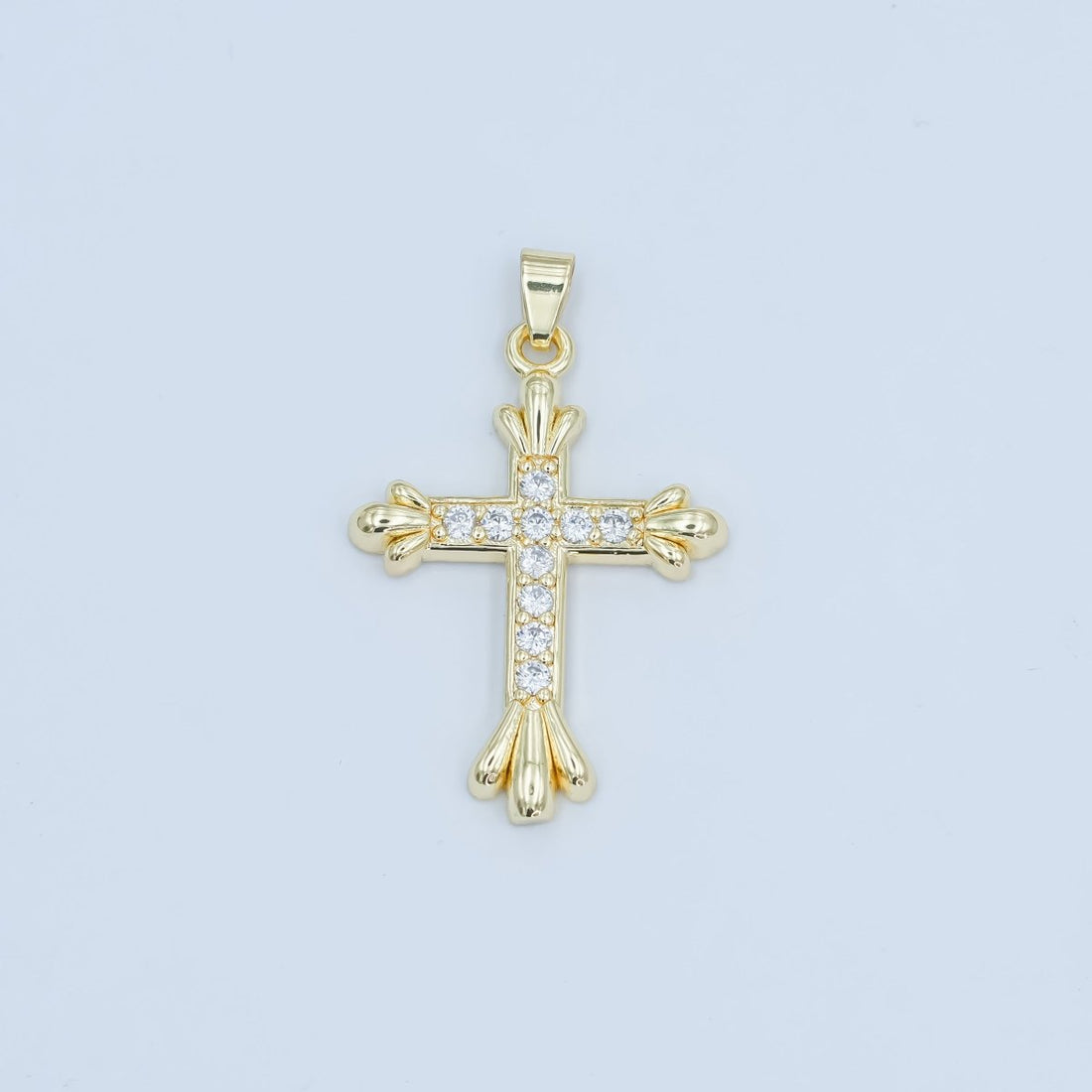 24K Gold Filled Micro Paved CZ Passion Cross Pendant | AA1504