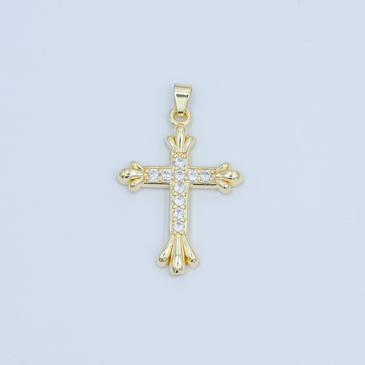 24K Gold Filled Micro Paved CZ Passion Cross Pendant | AA1504