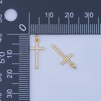 24K Gold Filled Micro Paved CZ Religious Cross Charm | AF439