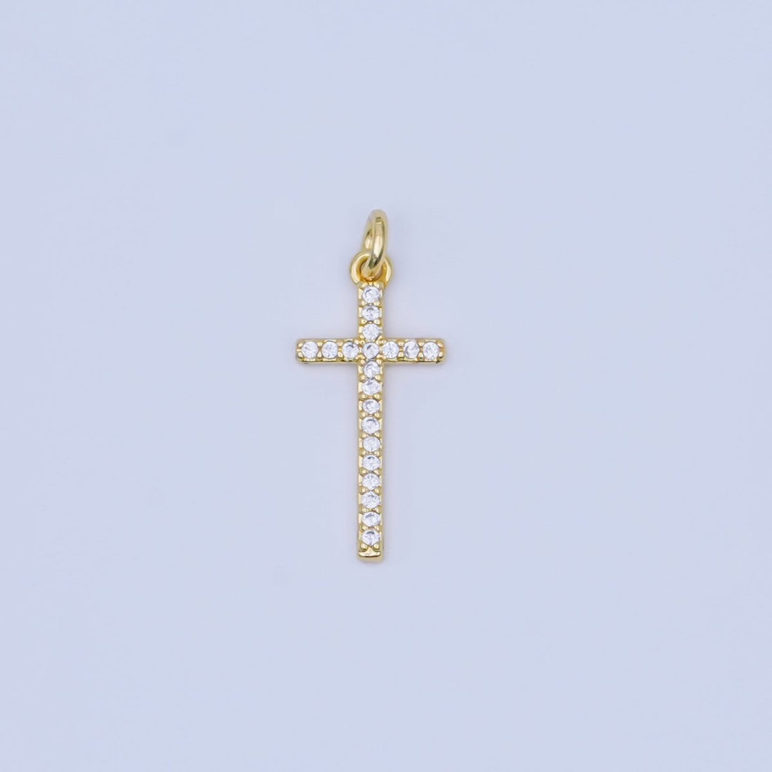 24K Gold Filled Micro Paved CZ Religious Cross Charm | AF439