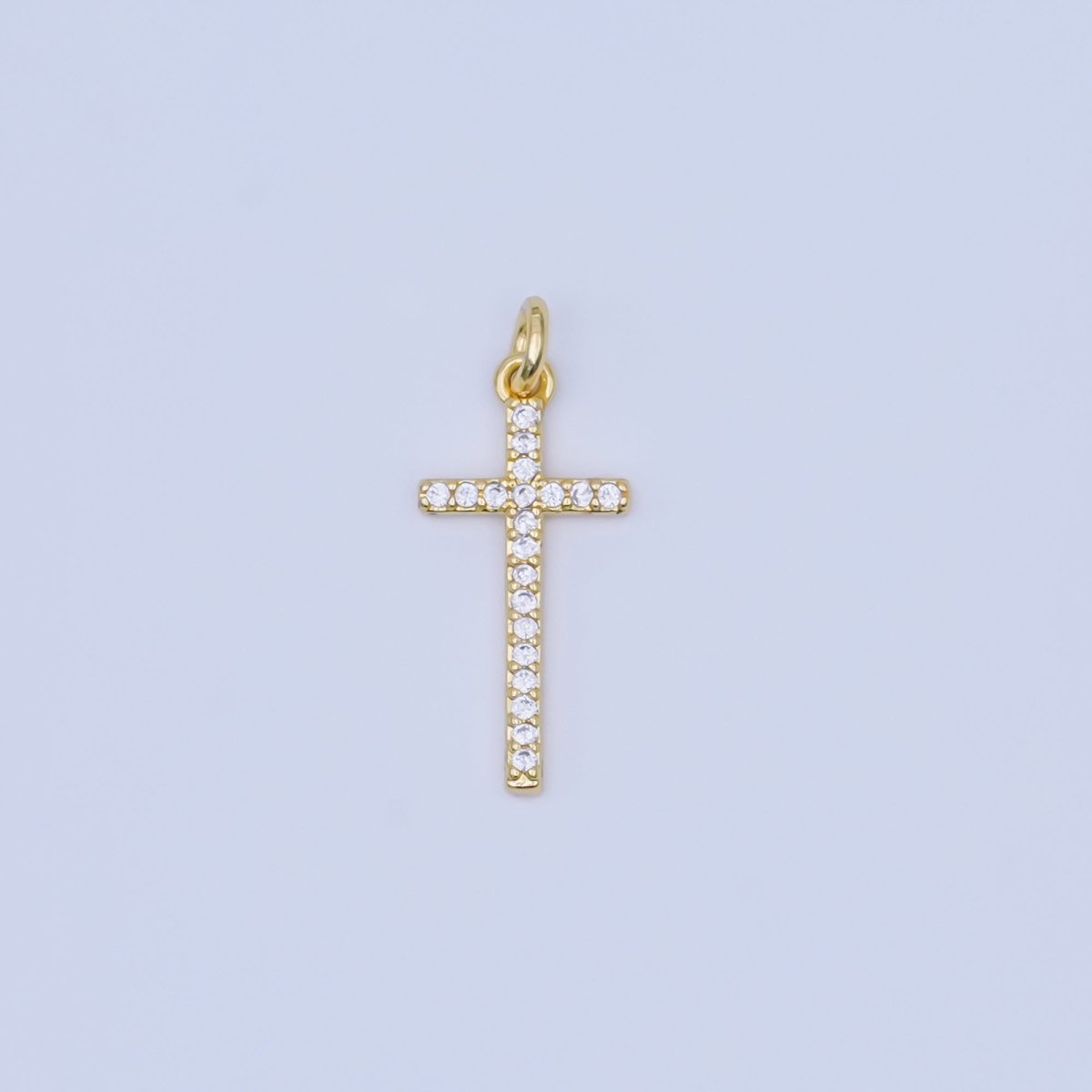 24K Gold Filled Micro Paved CZ Religious Cross Charm | AF439
