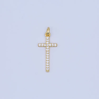 24K Gold Filled Micro Paved CZ Religious Cross Charm | AF439
