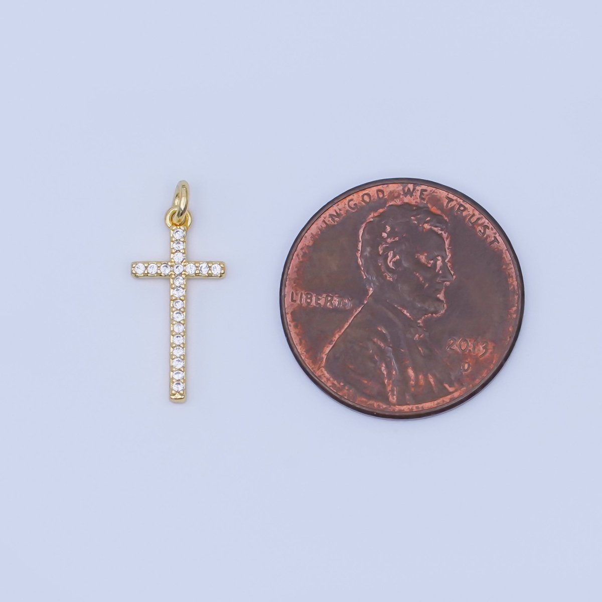 24K Gold Filled Micro Paved CZ Religious Cross Charm | AF439