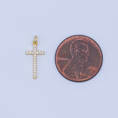 24K Gold Filled Micro Paved CZ Religious Cross Charm | AF439