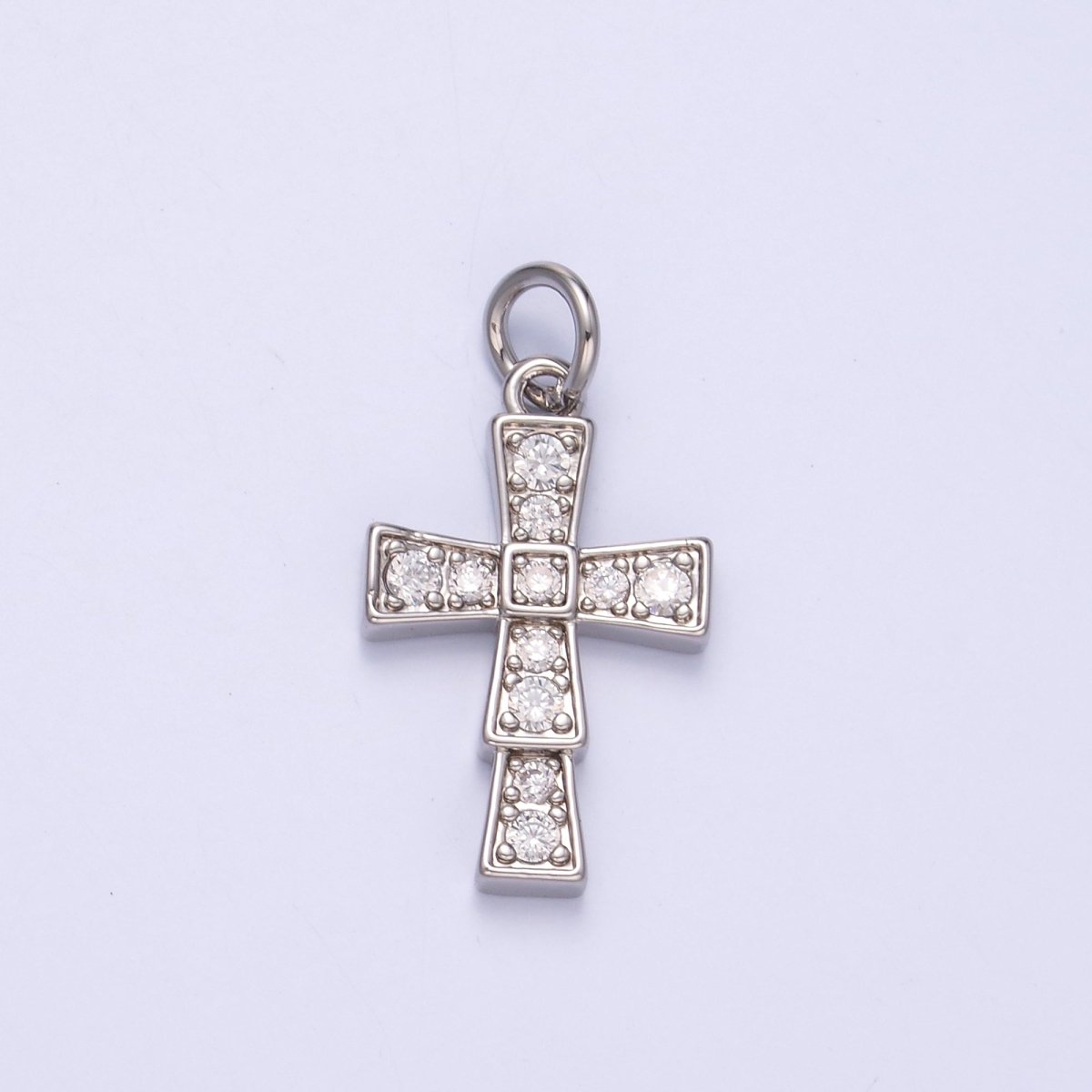 24K Gold Filled Micro Paved CZ Religious Cross Charm in Gold &amp; Silver | C045